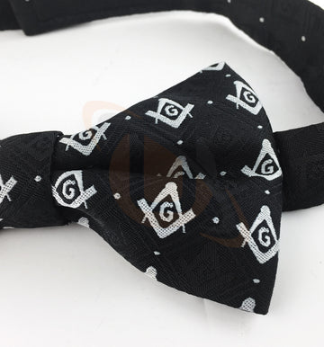 Masonic Regalia 100% Silk woven Bow Tie with Square Compass & G Black Unique_Regalia
